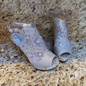 Rhinestone Sequin BLINGED Out Heels Wedding, Party, Prom, New Year! Size 10